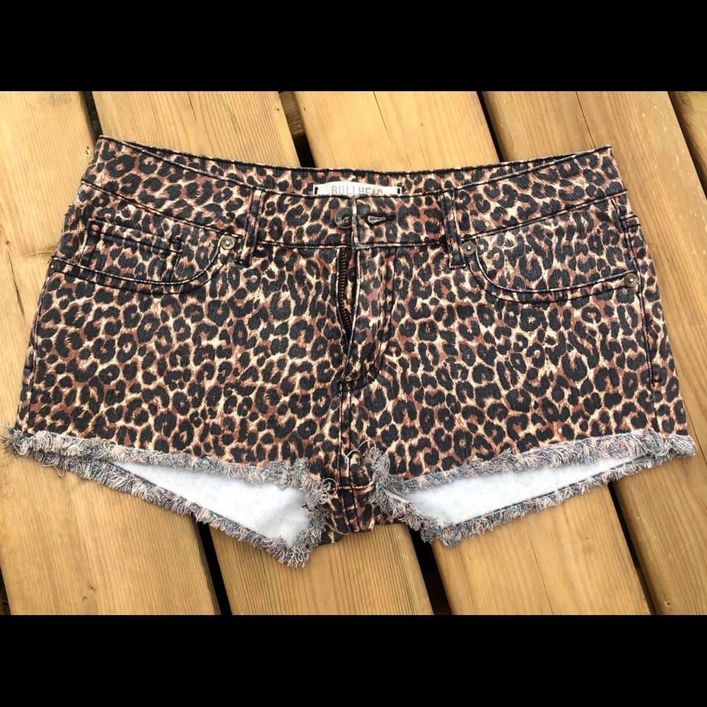 Cheetah Print Low-Rise Bullhead Shorts